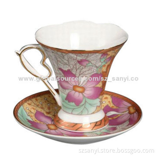 12-piece Tea Cup and Saucer Set with Special Shape